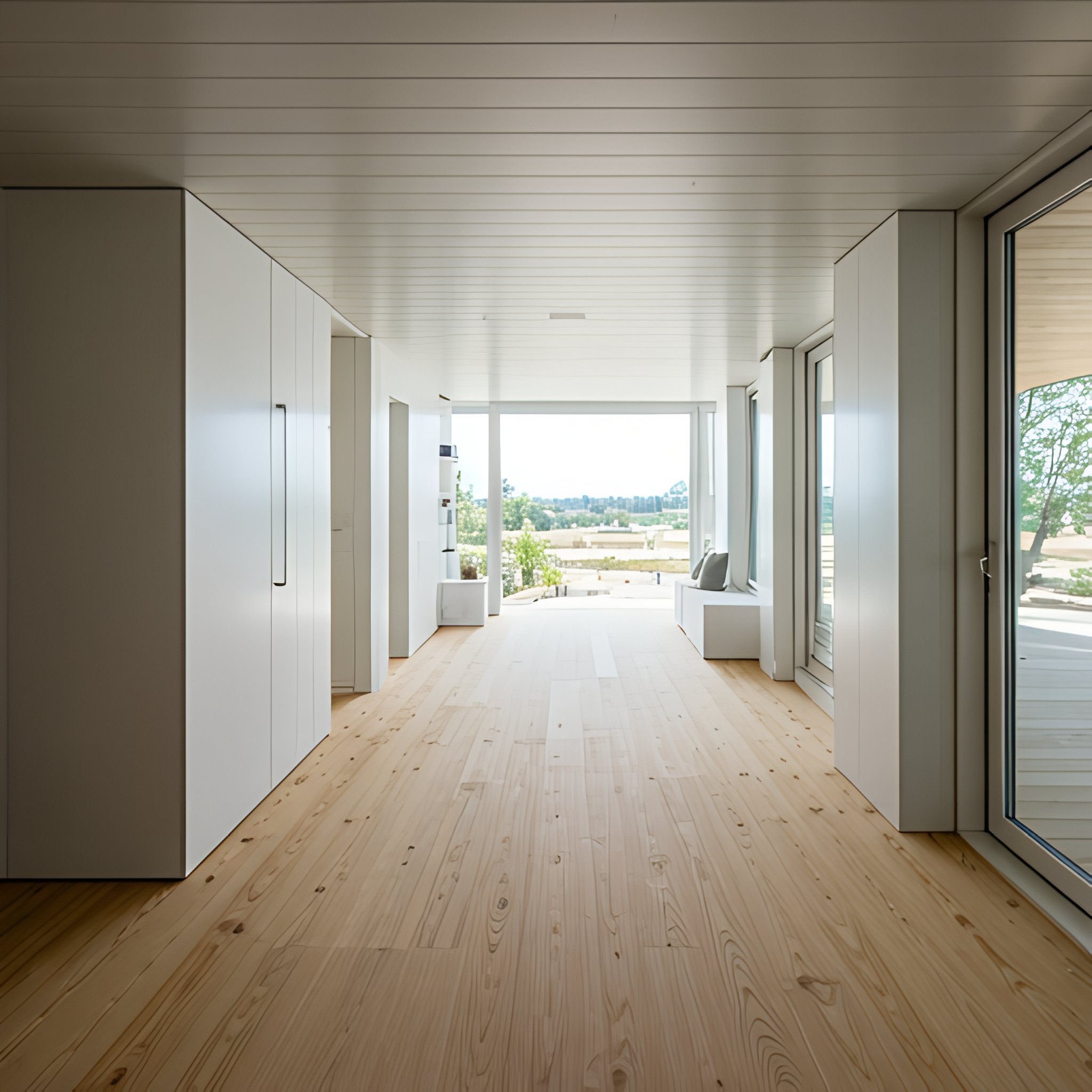 Enterijer završene montažne kuće sa prirodnim svetlom